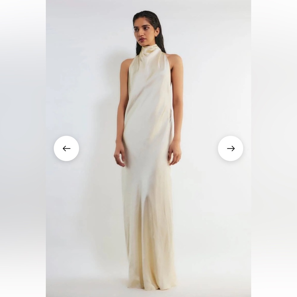 COPY - Deme by Gabriella Shannyn Off White High Neck Satin Gown Bridal